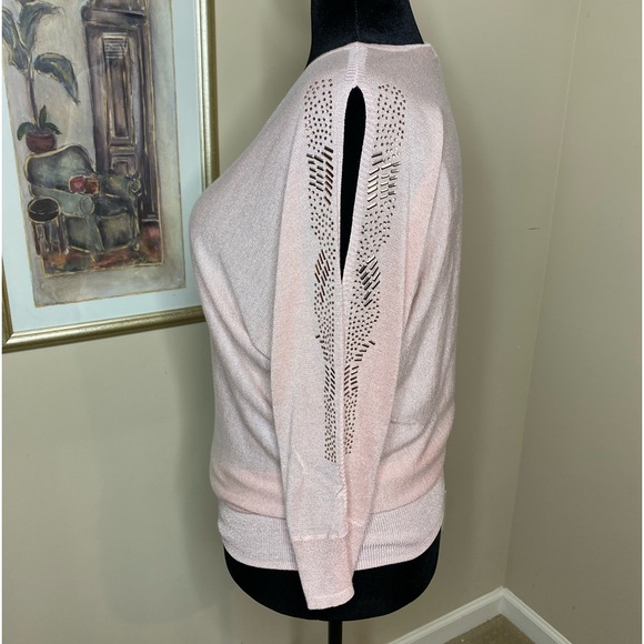 Dress Barn Pink Sweater w/Cold Shoulder Sleeves - Picture 1 of 8